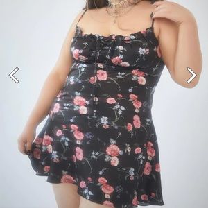 Floral Satin Mini Dress-NEW